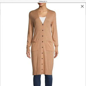 Lord & Taylor Merino Wool Duster Cardigan Camel